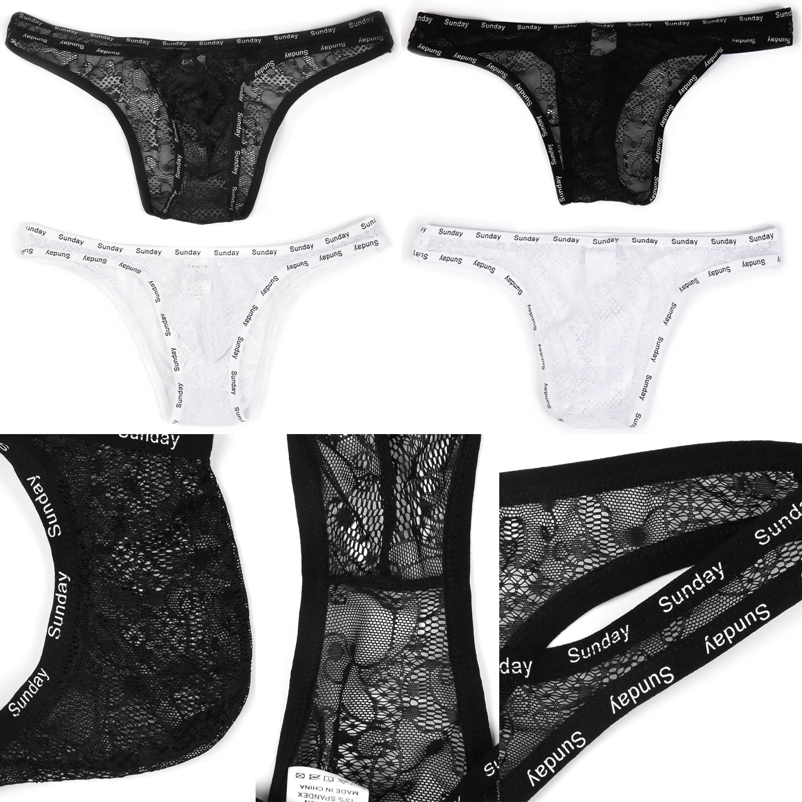 Pakaian Dewasa Pria Celana Dalam Jala Seksual U Convex Saku Besar Transparan Lacey Hot Briefs Mini Micro