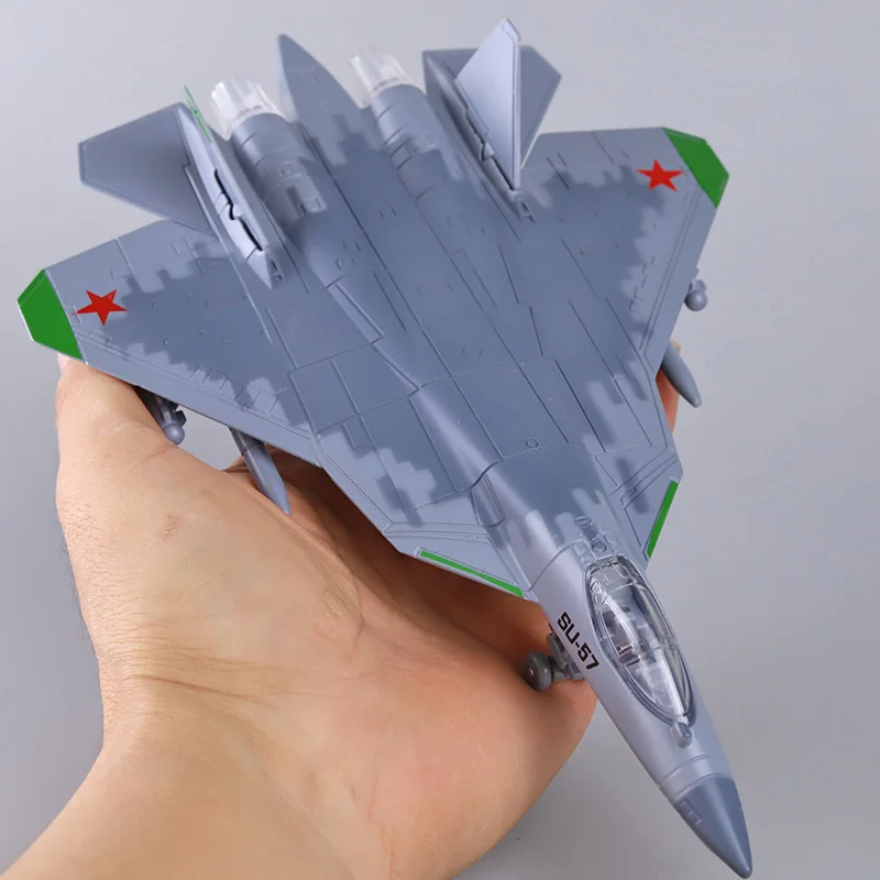 

Alloy SU-57 fighter aircraft model simulation sound effect aviation passenger plane children's toy collection gift