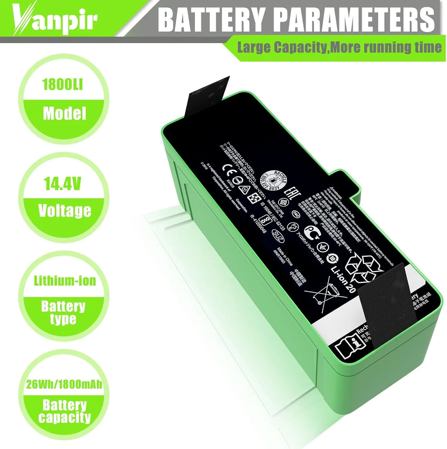 1800mAh بطارية ليثيوم أيون لآي روبوت رومبا الأنظف 900 800 700 600 سلسلة 960 980 981 965 895 890 860 695 692 690 جزء