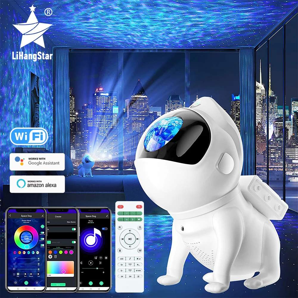 

Star Projector Astronaut Space Dog Galaxy Star Light with APP and White Noise Kids Adult Playroom Night Light Ceiling Bedroom