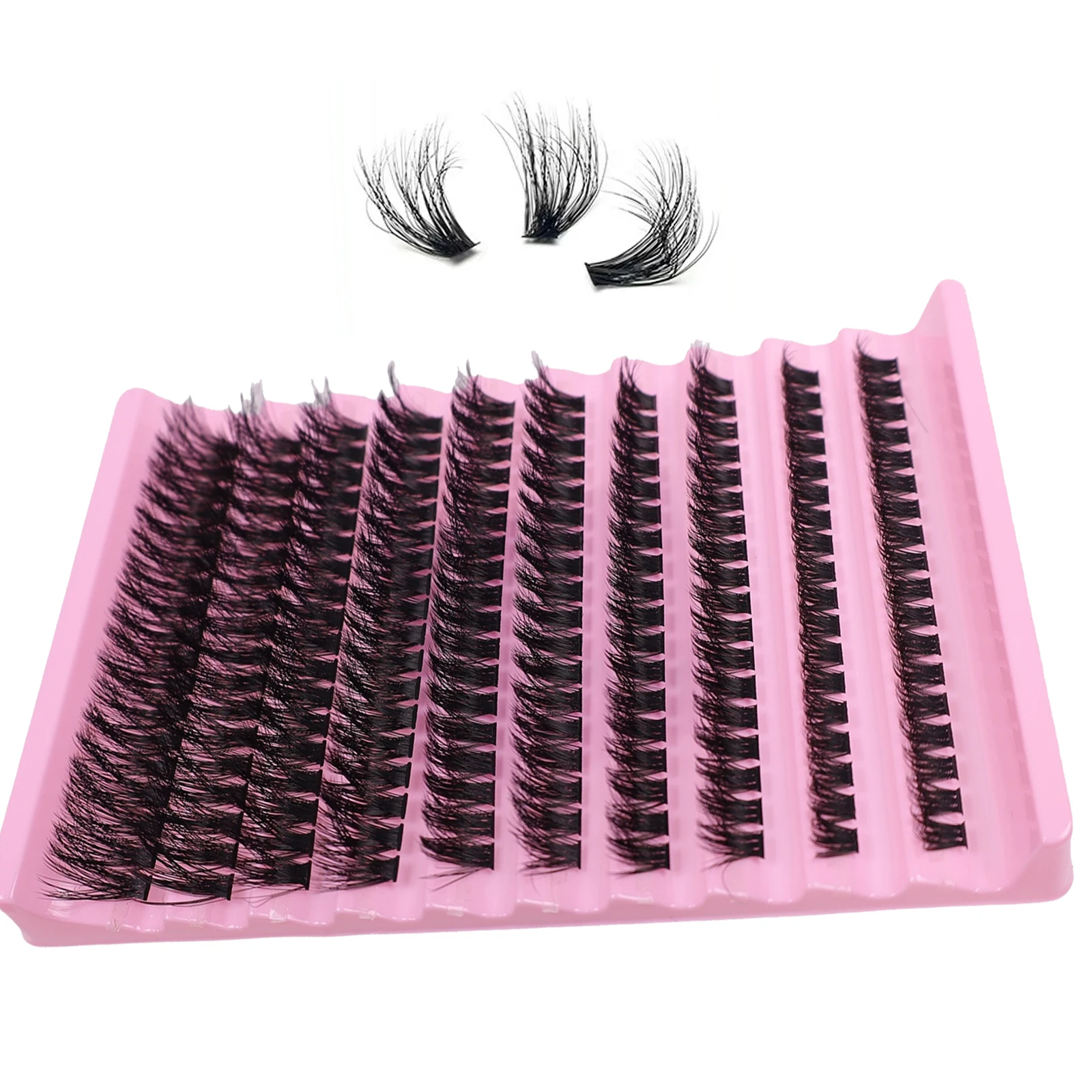 10 row segmented false eyelash set with single tuft hair and large capacity eyelash extension