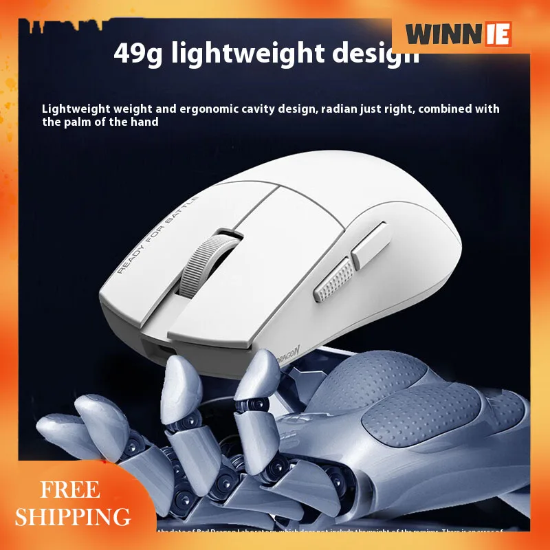 REDRAGON G49 mouse with 4k receiver 1000hz  paw 3395 lightweight e-sports gaming mouse pc accessories for win/mac mic boy gift