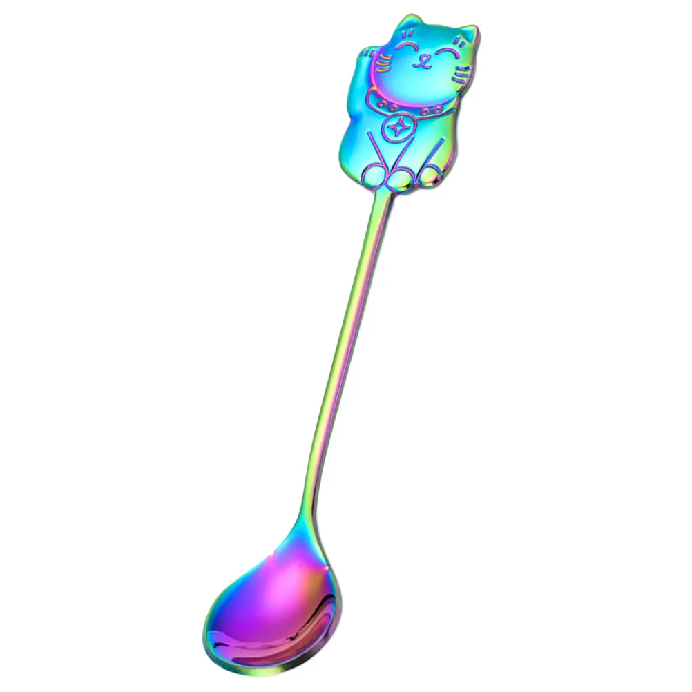 

Lucky Cat Coffee Spoon Stainless Steel Polished Dessert Spoon For Tea Cappuccino Espresso Sugar Stirring Kitchen Bar Tool