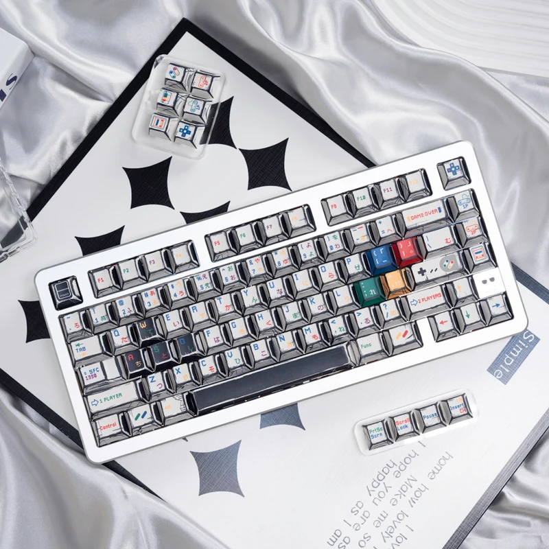Manga PBT Keycaps Set, 137 Keys Cherry Profile Pixel Game Theme Key Cap,Custom Dye Sub Keyboard Caps For Mechanical Keyboards