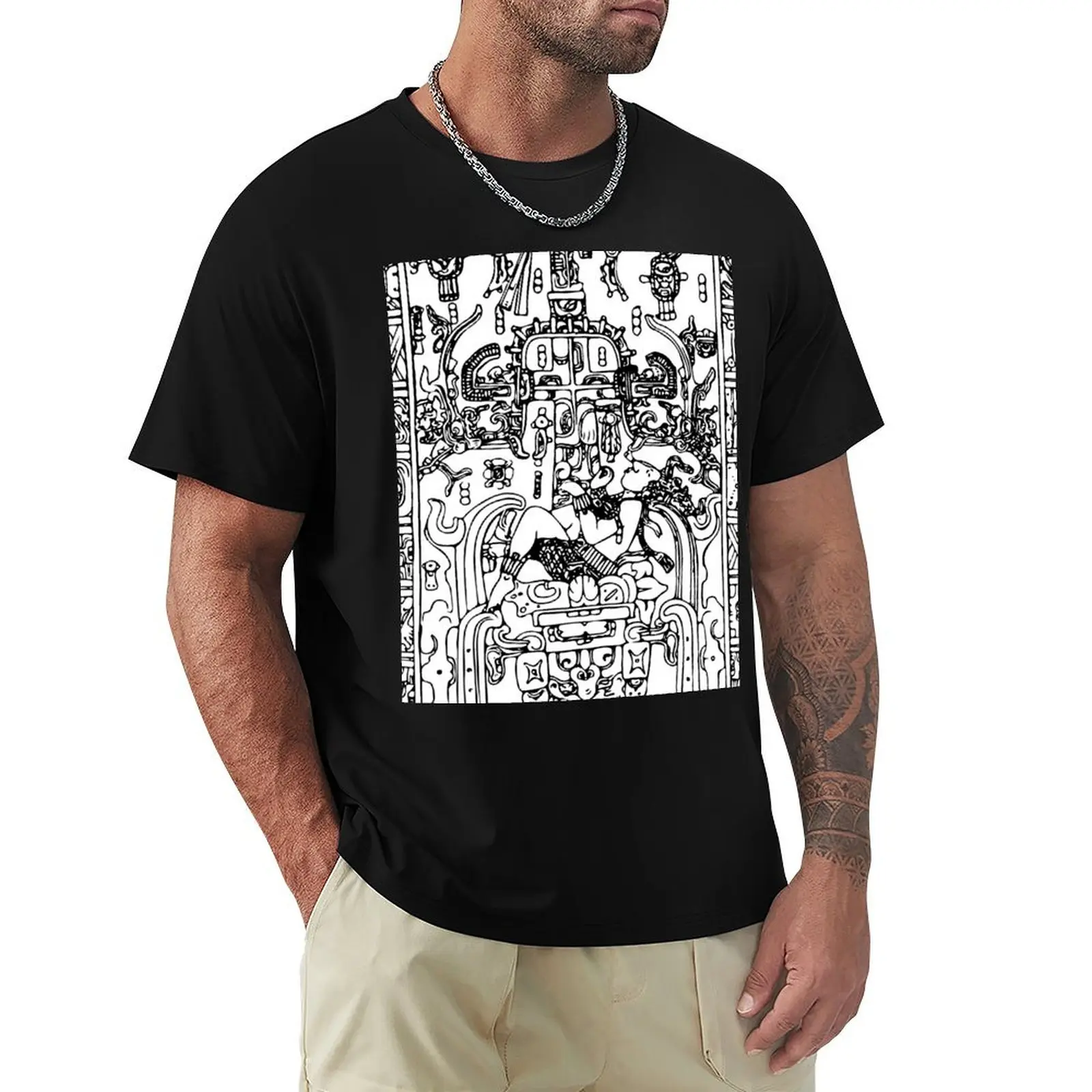 Camiseta festiva sencilla con arte del Árbol del Mundo de Pakal Palenque, astronauta maya