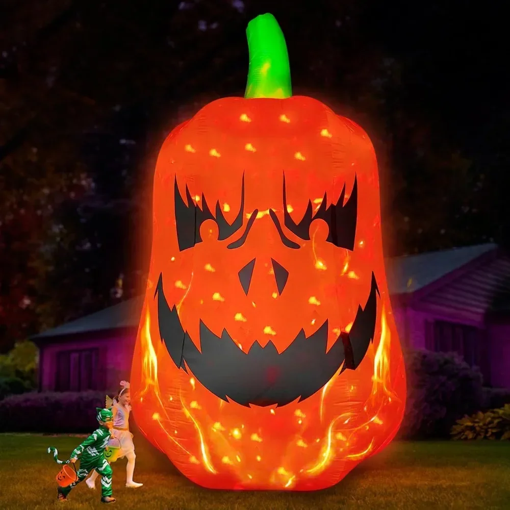 

Gigantic 12 Foot Tall Inflatable Jack O'Lantern Pumpkin with Flash LED Lighted Blow Up Decoration for Halloween Holiday Party