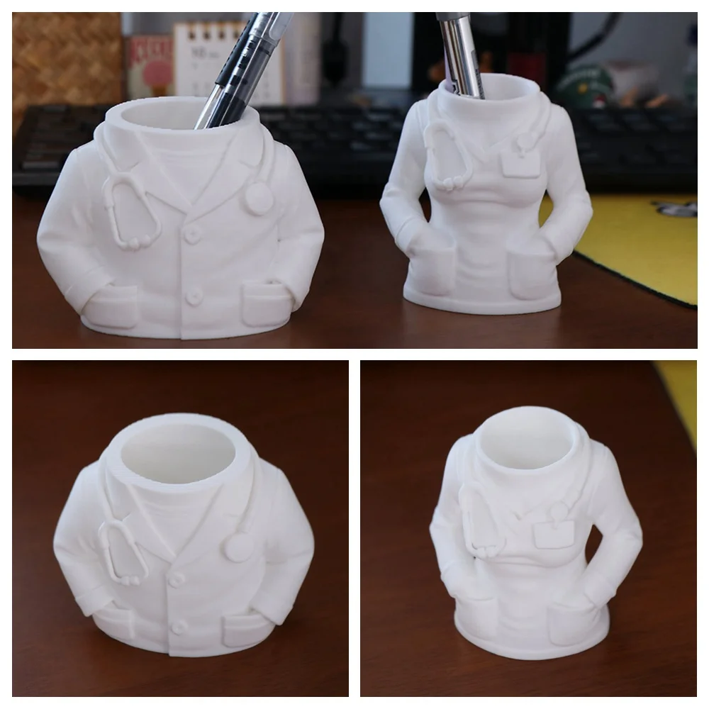 Creative Doctor and Nurse Figure Pen Holder Multifunctional Chic White Coat-Shaped Pen Holder 3D Printing Durable
