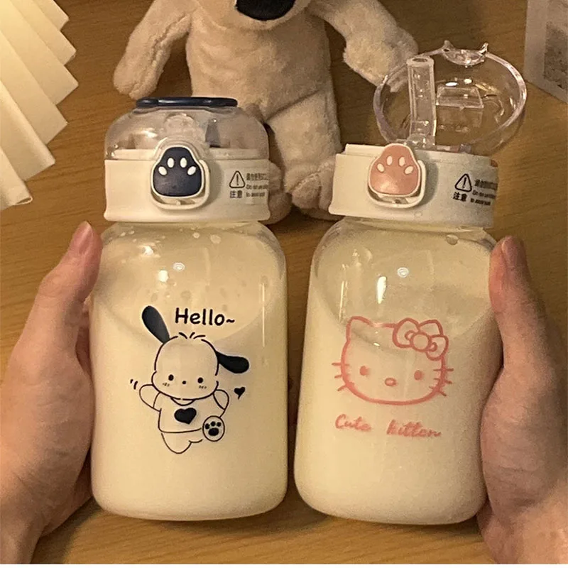 500ML Sanrio My Melody Hello Kitty Water Bottle Transparent Straw Water Bottle Diy Anime Kuromi Cinnamoroll Plastic Cup Gift