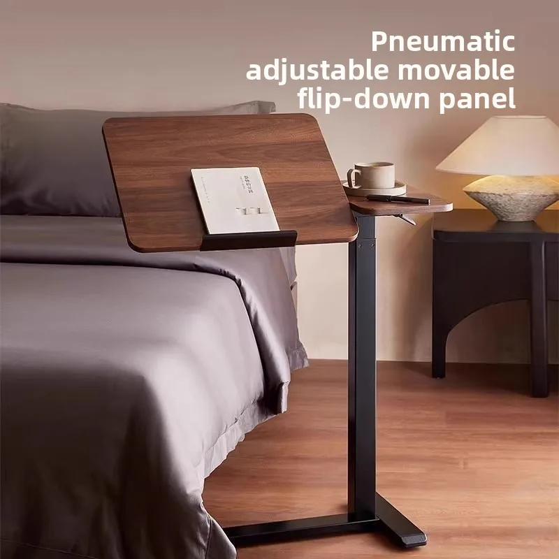 Elevating Computer Desk Standing Upright Movable Air Pressure Flipping Table, Home Sofa, Bedside