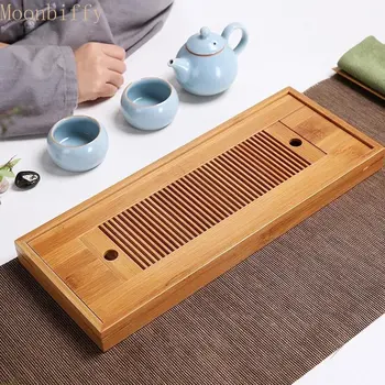 Simple Tea Trays Bamboo Water Drain Tea Tray Set Dry Brewing Table Kung Fu Tea Set Drawer Chinese Tea Room Table Home Tea Board