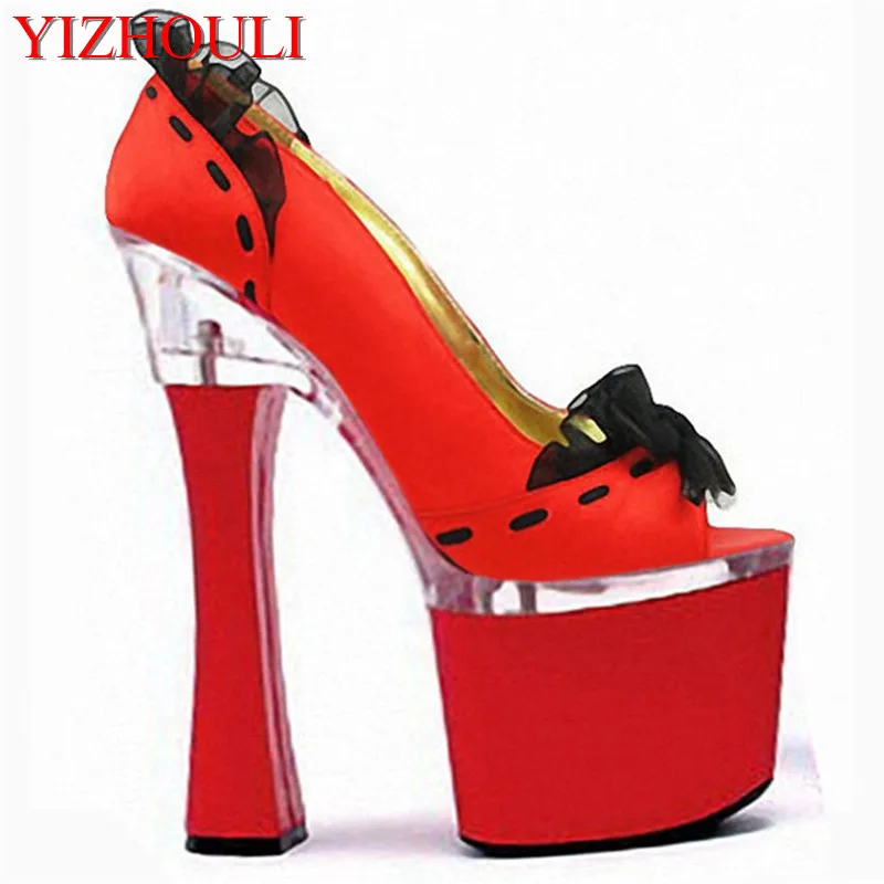 

Spring Autumn Platforms Women PU Leather Open Toe Ultra 18cm Night Club High Heel Shoes Wedding dance shoes