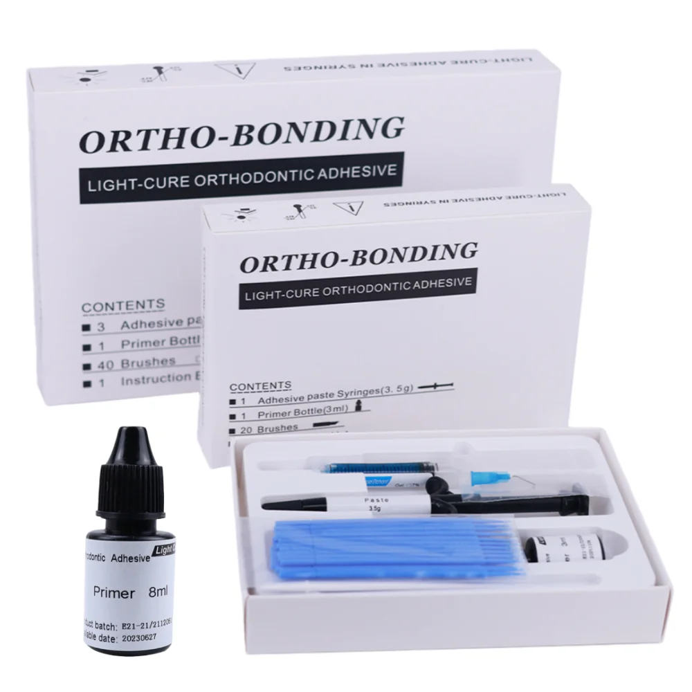 Dental Orthodontic Bracket Braces Adhesive Kit Light-Cure/Self-Cure Adhesive Etchant Acid Gel Paste Primer No-Mix Direct Bonding