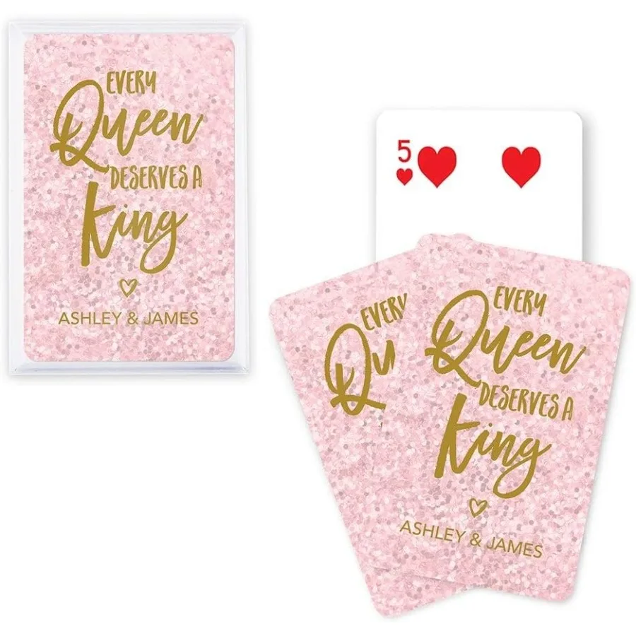 

Уникальные свадебные сувениры для игральных карт на заказ для романтических случаев. Каждый королева желает персонализированную колоду King с элегантным дизайном.