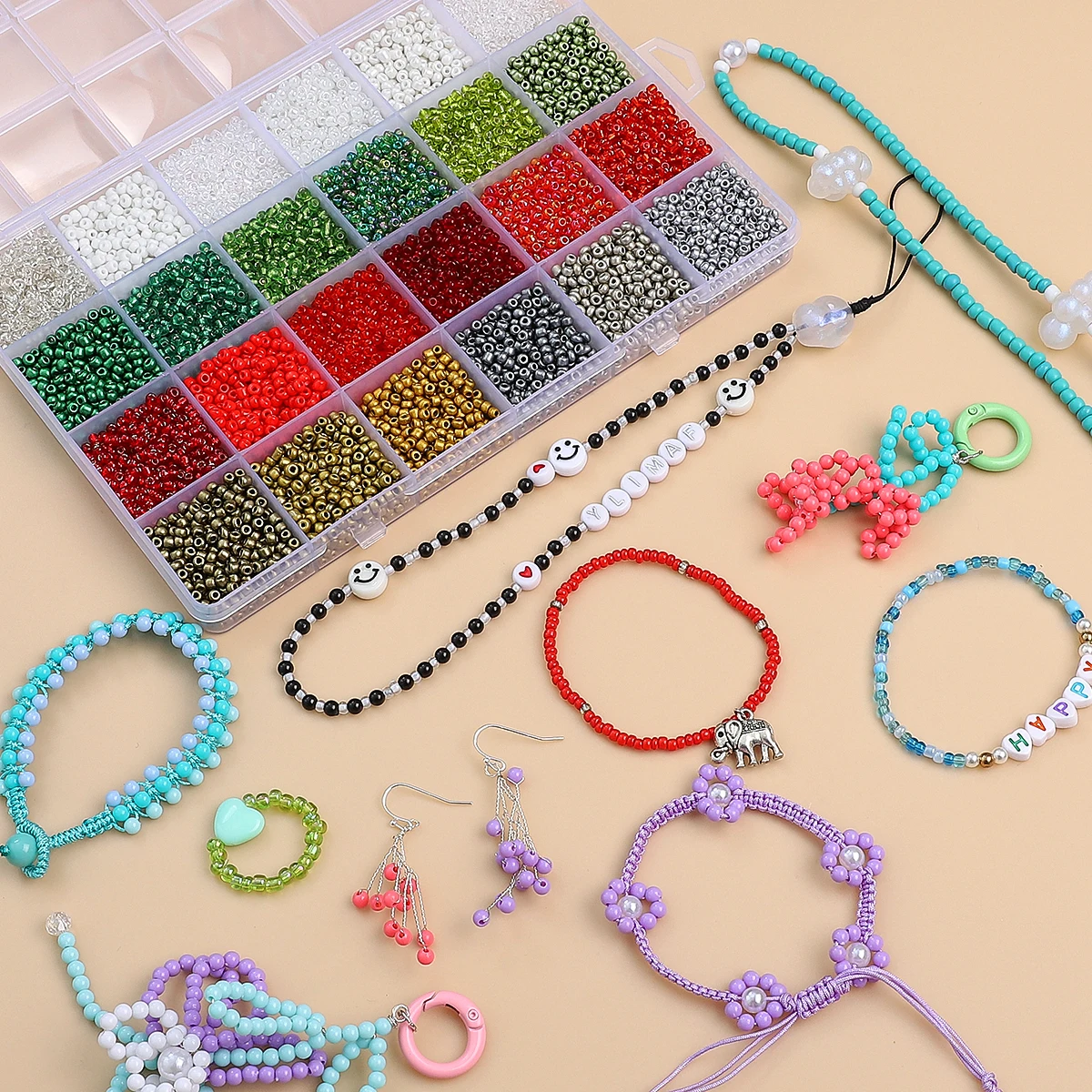 12000pcs 3mm Glass Round Seed Beads Kits Scattered Beads DIY Handmade Bracelet Necklace Christmas Halloween Holiday Gifts - view 5