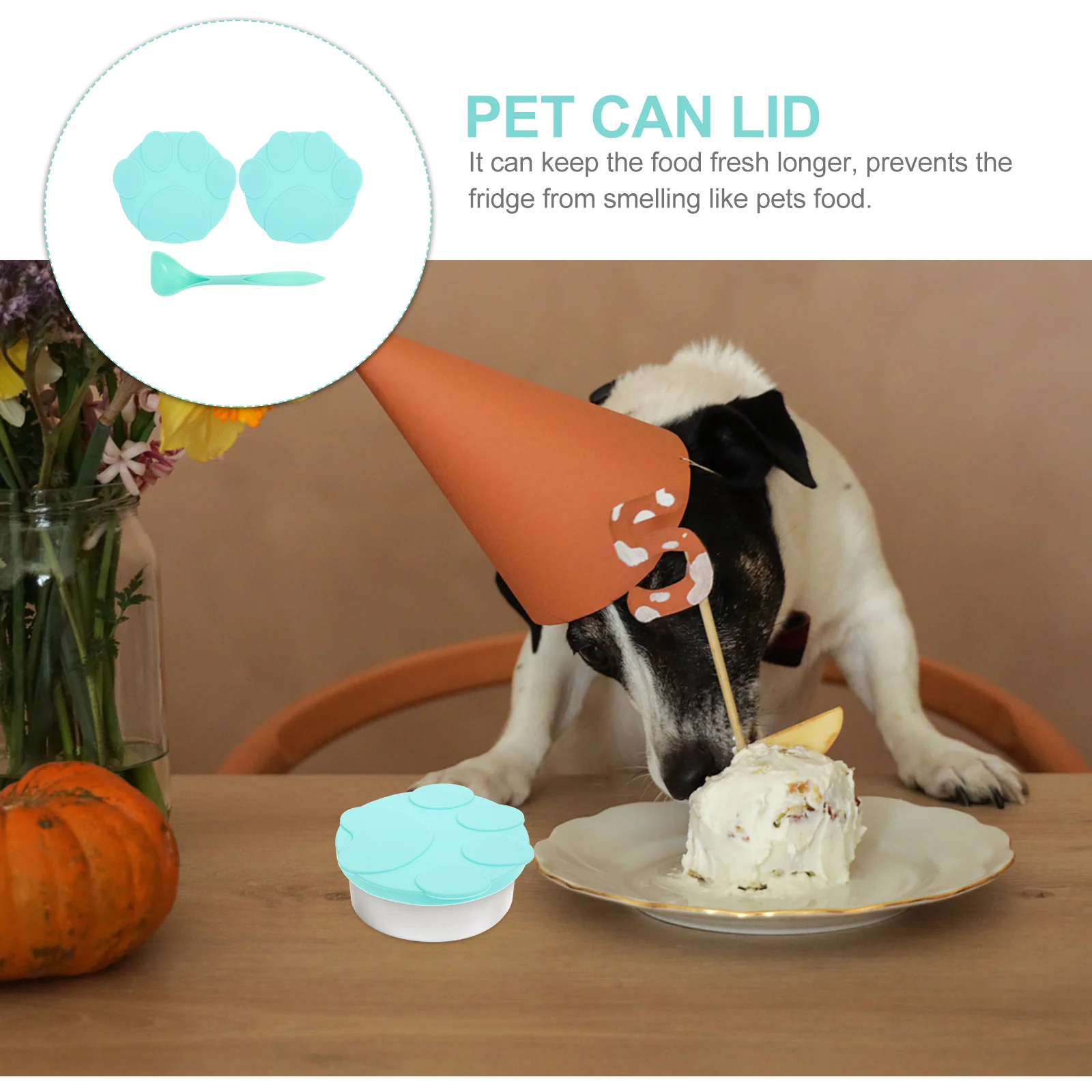 

1Set Silicone Cat Food Lid Wear-Resistant Can Cover Flexible Spoon Pet Food Preservation Anti-Odor Dishwasher Safe