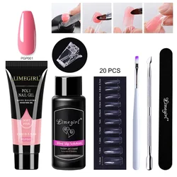 15ml Poly Nail Gel Complete Set for Nail Extension Glitter Solid Color Gel Polish Kit Quick Extension Gel Soak Nail Art DIY Nail