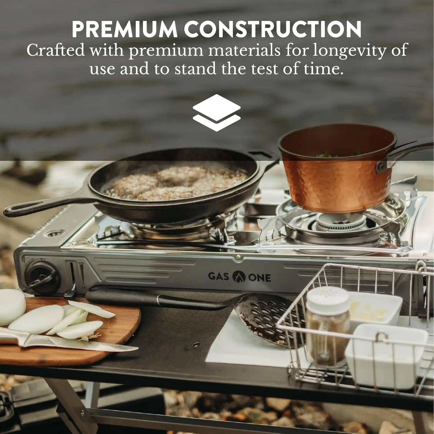 موقد تخييم محمول بشعلين من GasOne، بقدرة 15,300 وحدة حرارية بريطانية، إشعال تلقائي، حافظة متينة، مثالي للتخييم والمشي لمسافات طويلة #4