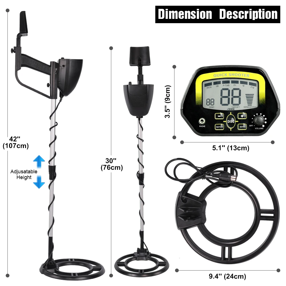 LCD Display MD-4060 Metal Detector Gold Digger Treasure Hunter Adjustable Sensitivity Waterproof Search Coil Detect All Metal