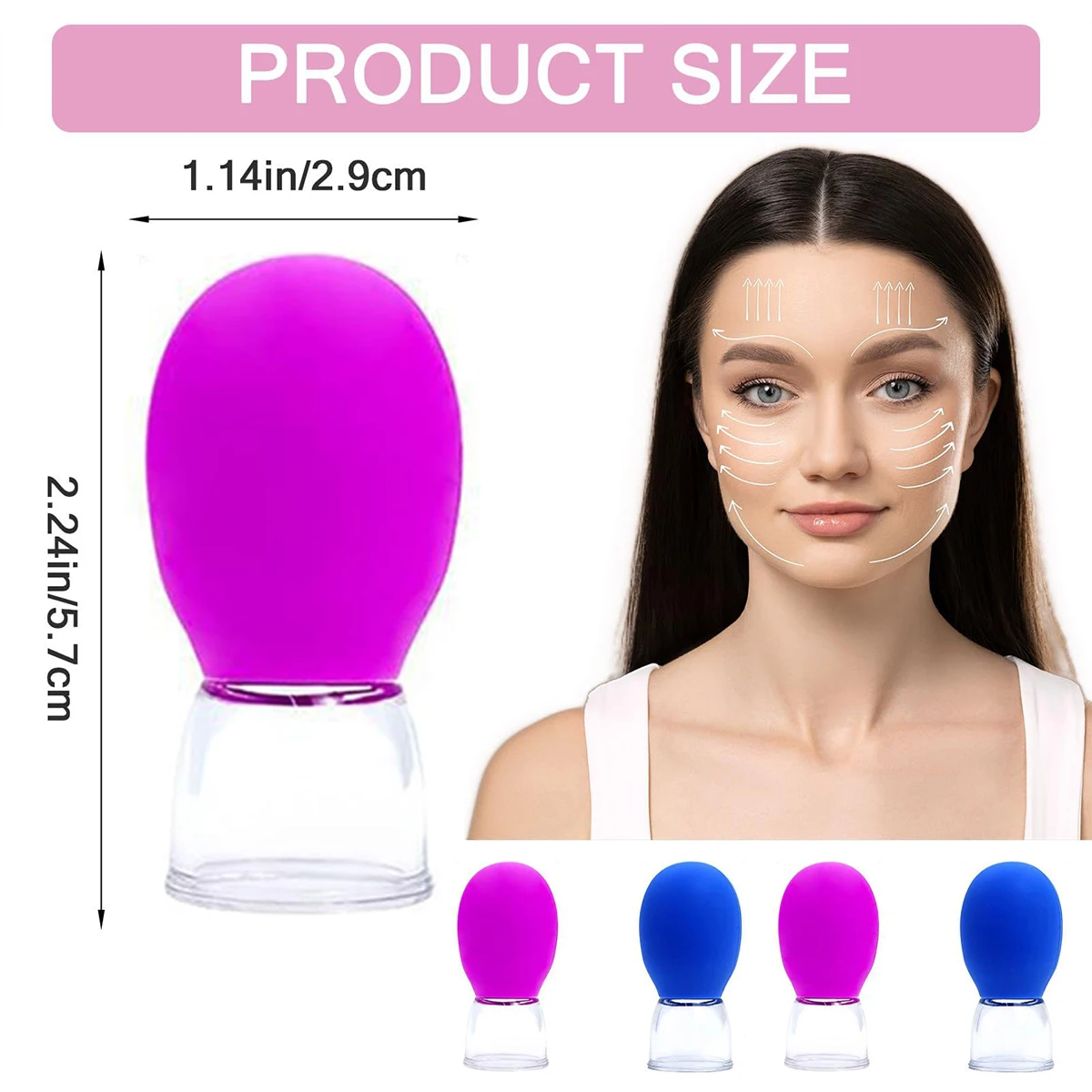 4-piece compact facial cupping care set, including facial lifting massager, vacuum cupping device, and beauty tools.
