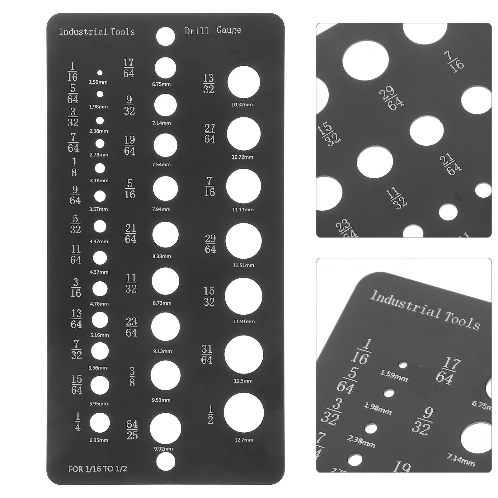 

Multifunctional Aluminum Alloy Drill Bit Gauge 1/16 To 1/2 Inch Precision Measurement Tool For Bolt Screw Drill Hole With