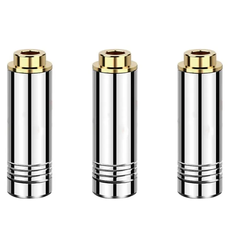 Geschenk für sie, 3 x weiblicher Klinken-Audiostecker, symmetrischer Stereo-Kopfhörer, 4,4 mm, 5-poliger Metalladapter, Kabelanschluss für Kopfhörer, Silber