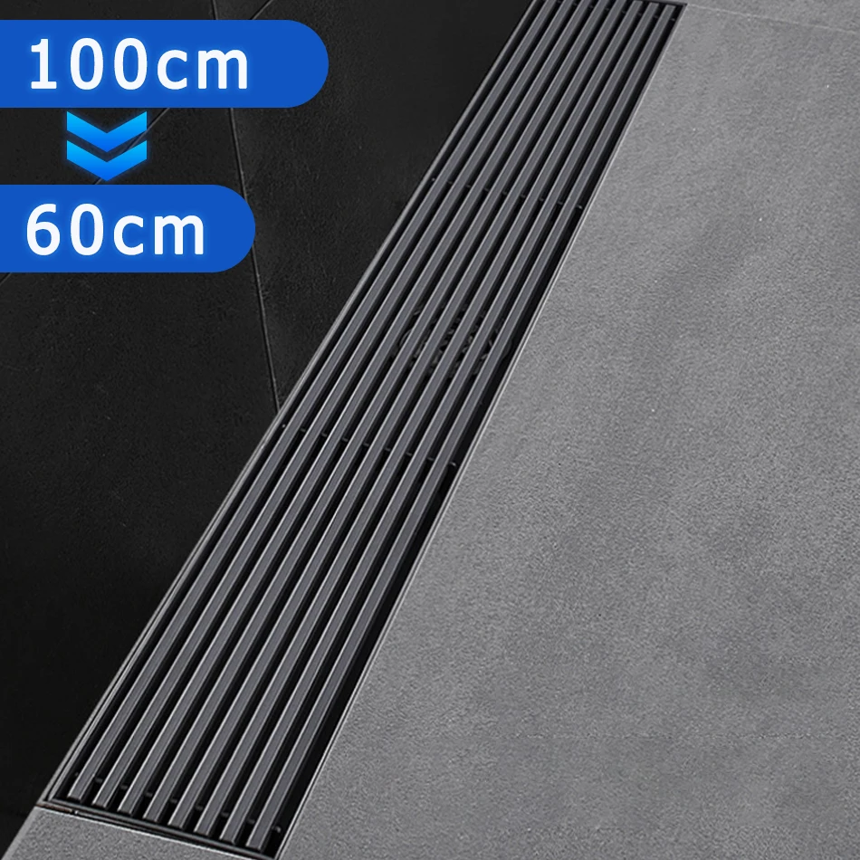 

304 Stainless Steel Floor Drain Deodorant Stripe Lavalory Bathroom Shower Long Linear Drainage Wall Side Floor Drains Cover Grey