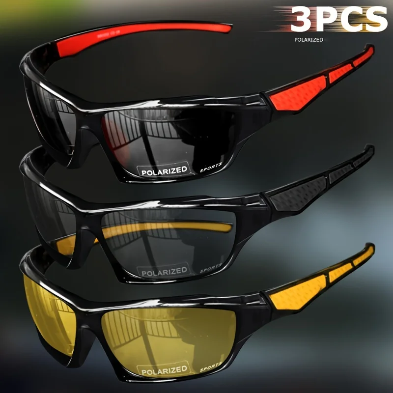1/3PCS Sport Gepolariseerde Zonnebril voor Mannen Lichtgewicht Nachtzicht Mannelijke Shades Fietsen Rijden Vissen Mode Spiegel Zonnebril