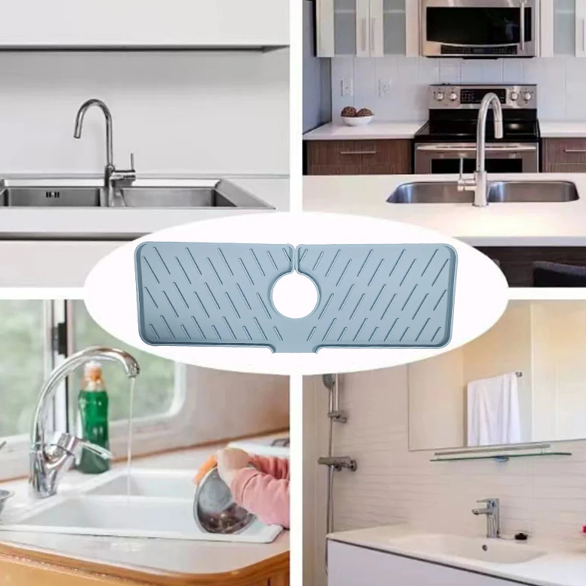 Kitchen Silicone Faucet Splash Guard Sink Protectors Mat Faucet Water Catcher Mat Keep Kitchen and Bathroom Sinks Dry Pad