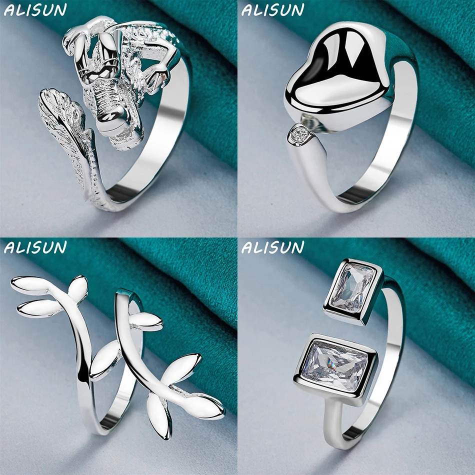 

ALISUN 925 Sterling Silver Opening Geometric Ring For Women Men Fashion Jewelry Charm Grace Noble Wedding Accessories