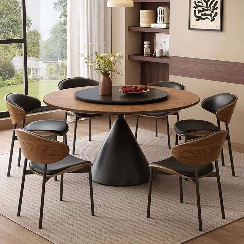 

Элитный обеденный стол класса люкс с деревянной столешницей и круглыми деревянными ножками для столовой