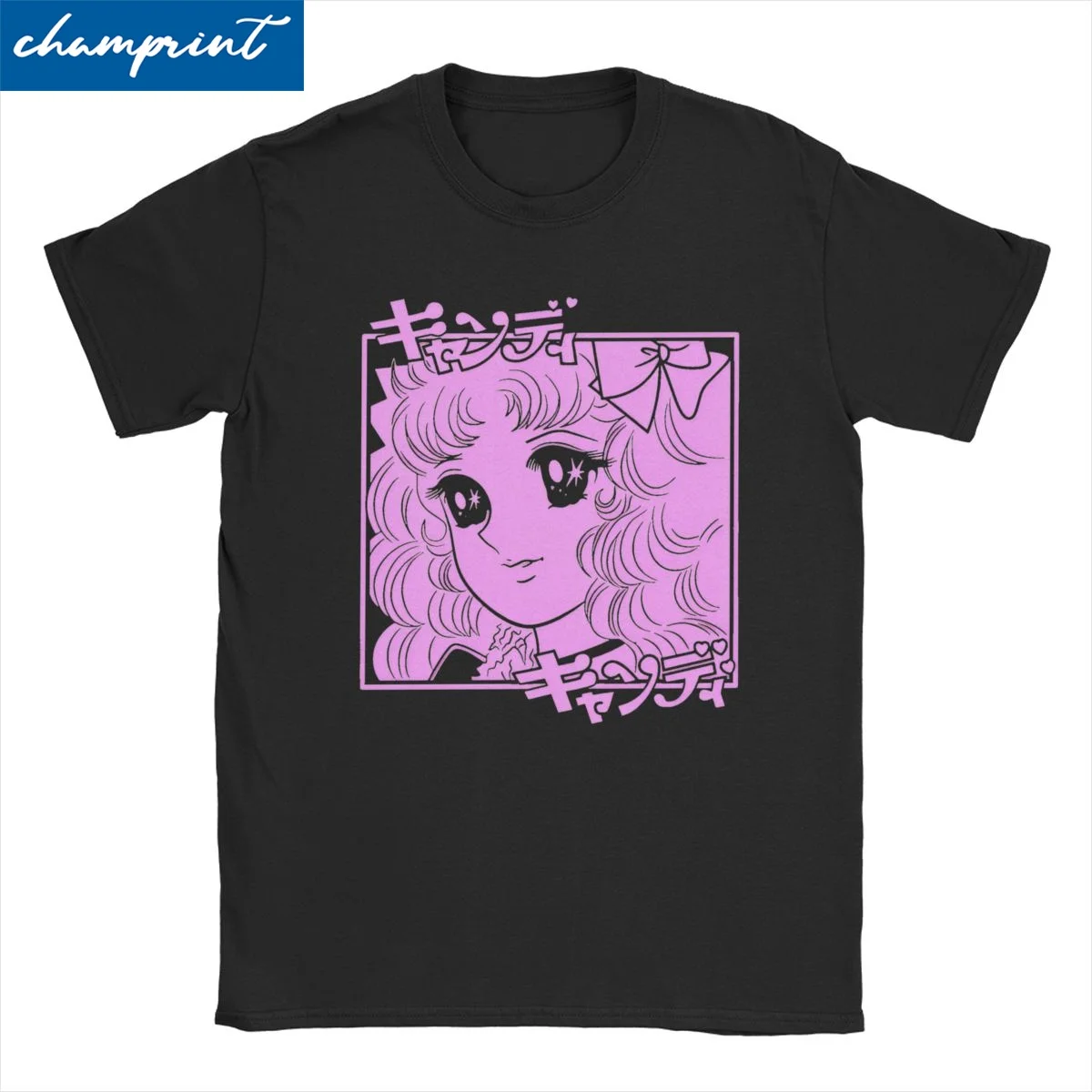 Japonês Cartoon Anime T-Shirt para Homens e Mulheres, Doces e Doces, Novidade T Shirt, Crewneck Vestuário, Algodão Puro, Rosa, Manga, 6XL