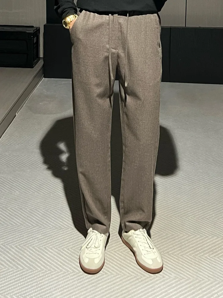 

Деловые повседневные брюки для мужчин, свободные брюки прямого кроя, высокое качество, простой дизайн, осень-зима, новинка, премиум-класс, комфортные.