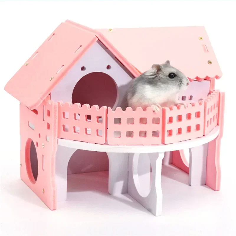 Luxurious Hamster House Swing Toy Slide Hamsters Nest Loft Bed Cage Nest Type Hedgehog Pet Castle Climbing Toys Small Pet House