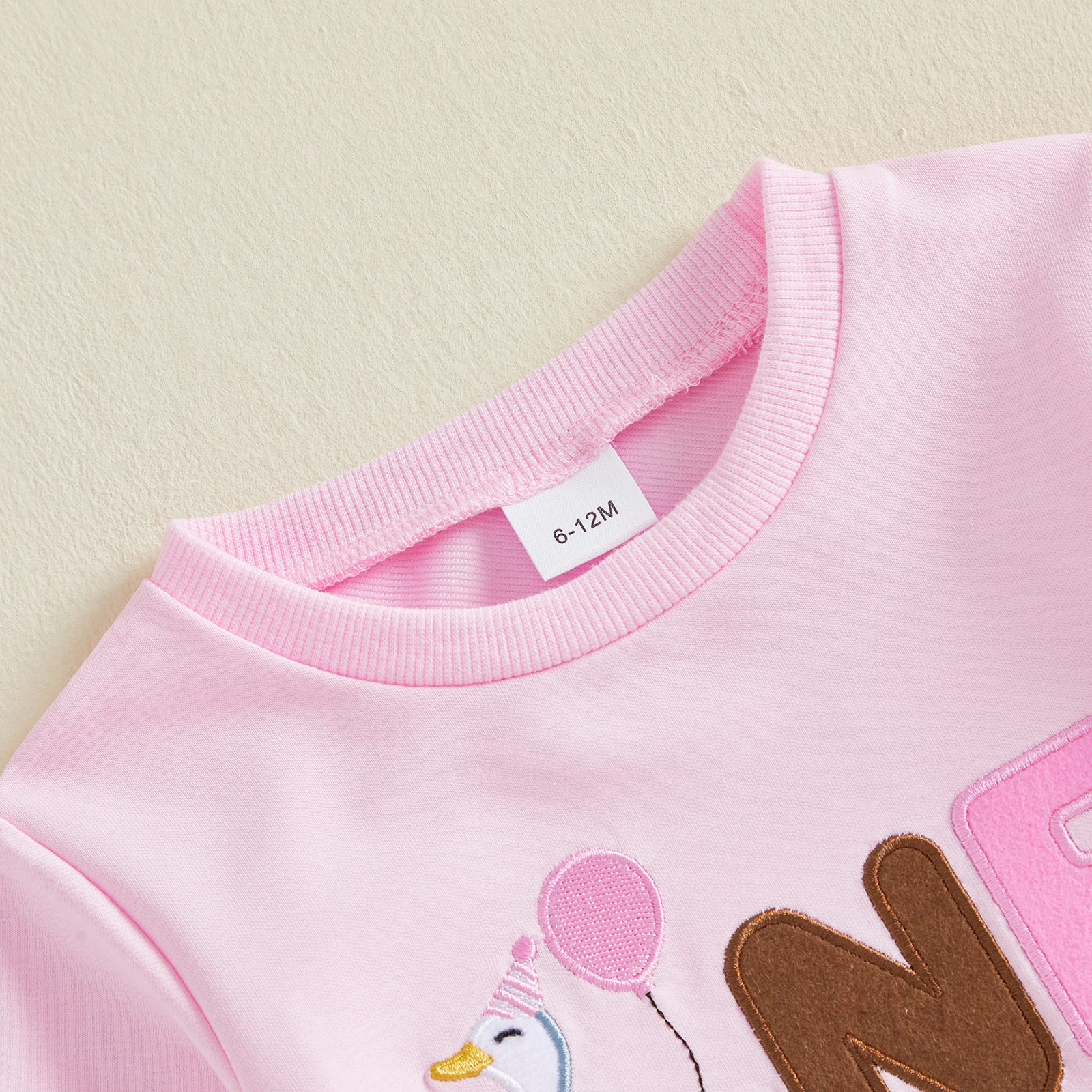 Baby Girl Birthday Outfit Long Sleeve Letter Goose Embroidery Pullover Sweatshirt Pants Sweet Baby Clothing Set