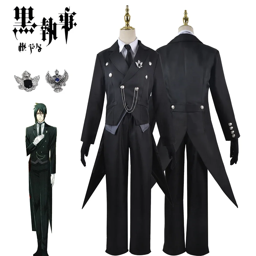 

Anime Black Butler Sebas Cosplay Costume Suit Tuxedo Man Dress Vest Shirt Trousers Party Carnival Halloween Costume