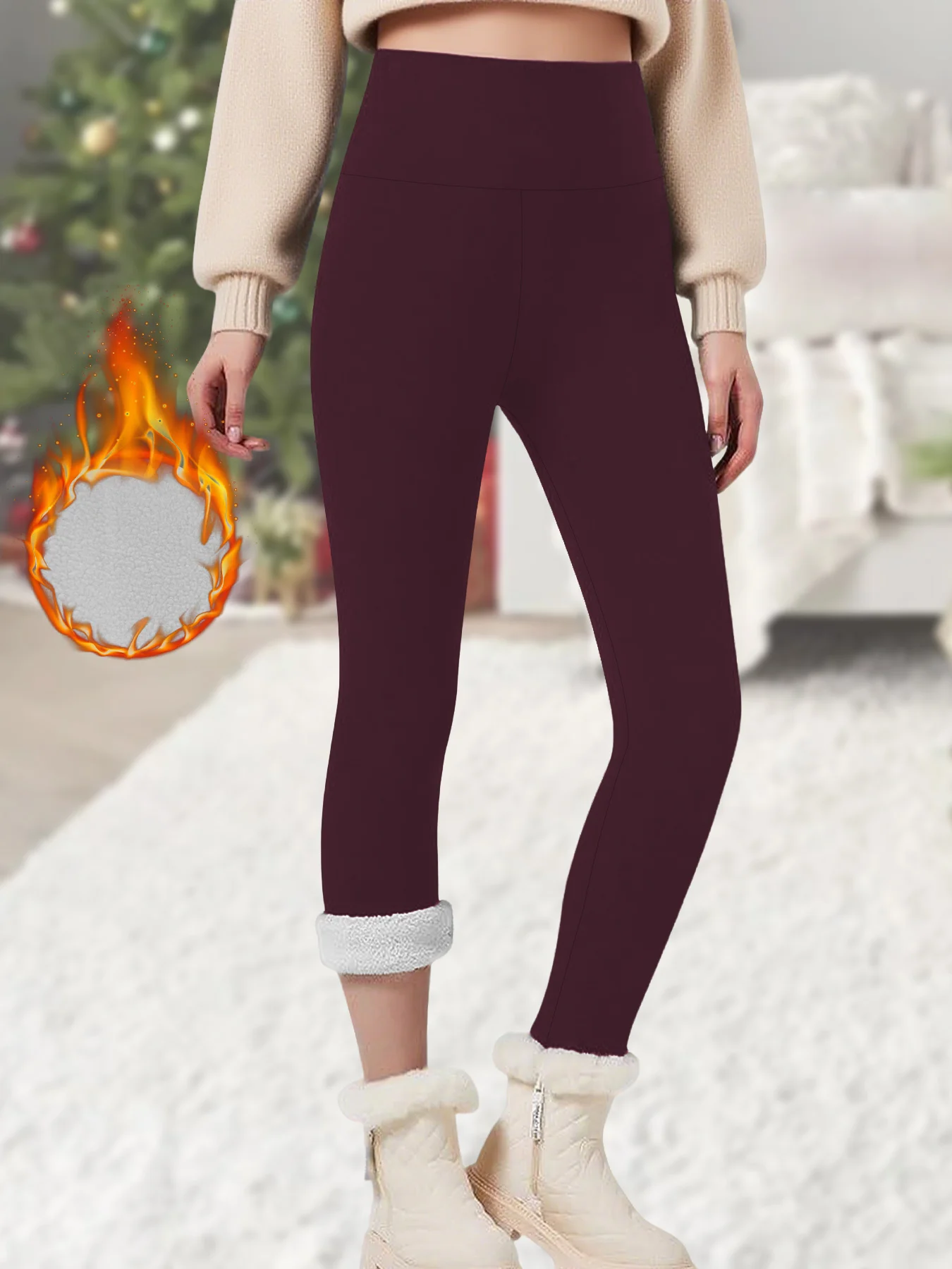 

High Waisted Fleece-Lined Leggings for Women Thick Soft Tummy Control Workout Running Yoga Thermal Warm Pants for Cold Winter