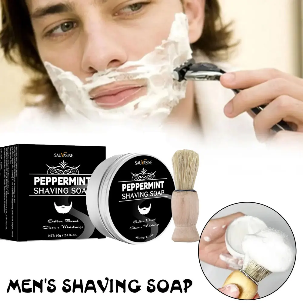 

Hand Made Smooth Texture Mens Beard Shaving Soap Dense Bar Keep The Face Fresh and Clean Organic Foam Shaving Cream for Men