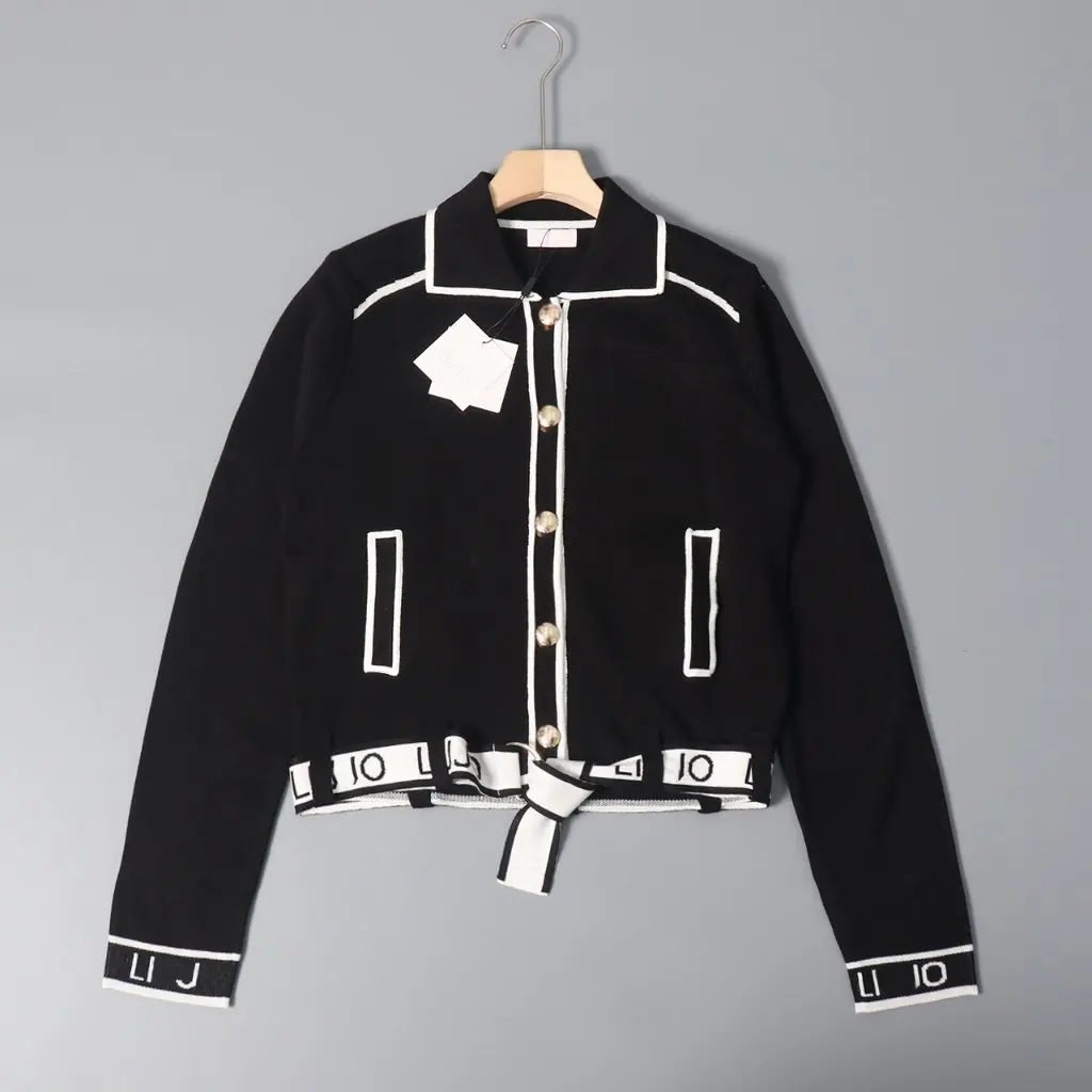 

Women's Contrast Knit Cardigan New American Style Open-Shirt Fashionable Women's Clothing Top