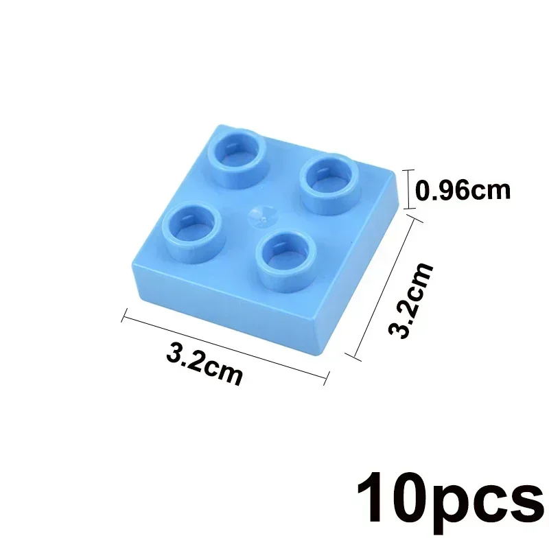 Moc partículas de tamanho grande 2x2 pontos 10 peças blocos de construção finos compatíveis com figuras de tijolos grandes brinquedos educativos duplos para crianças