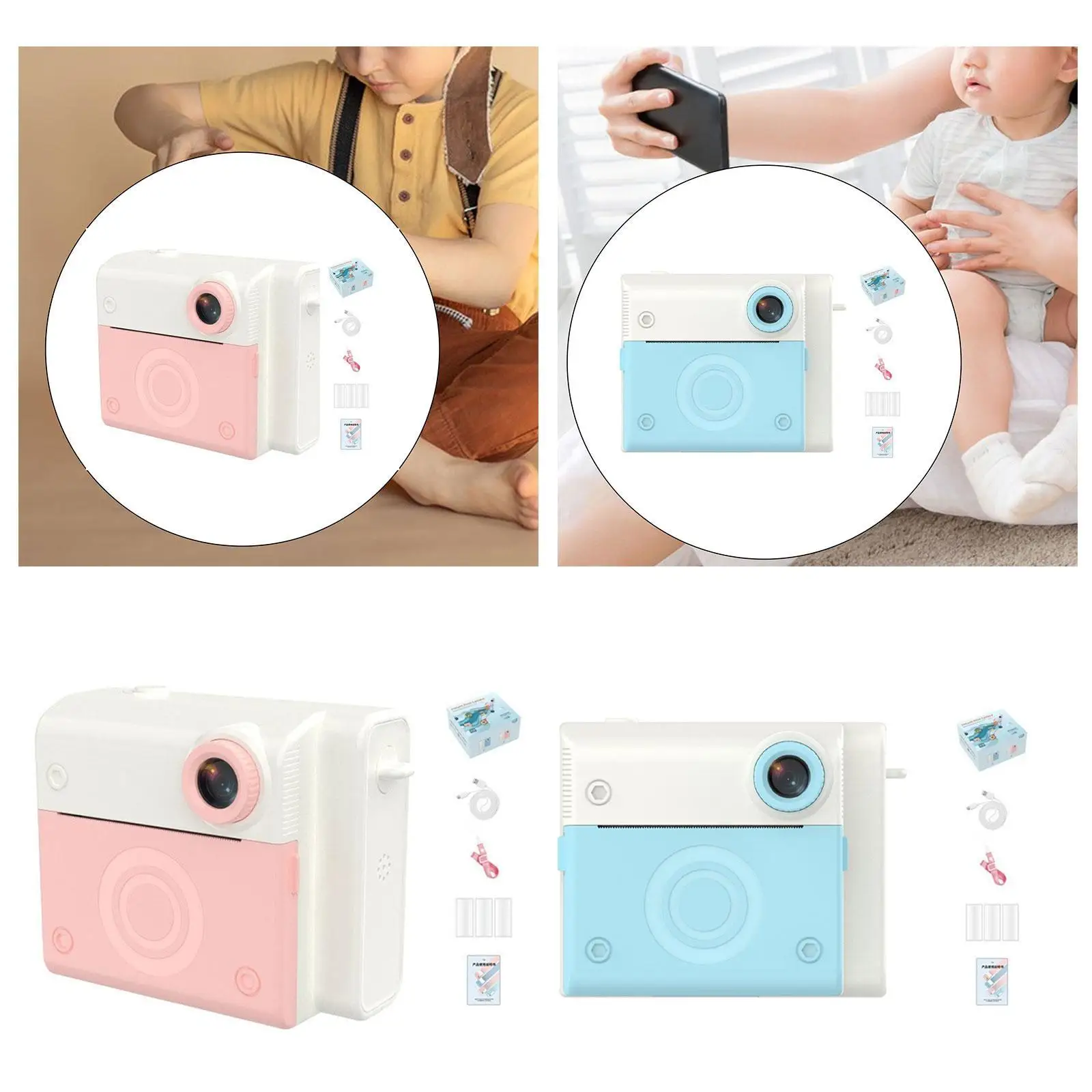 Appareil photo compact à impression instantanée pour enfant, appareil photo robuste, écran 2,8 pouces, 4800W pixels, pratique, cadeau idéal, jouer et se divertir