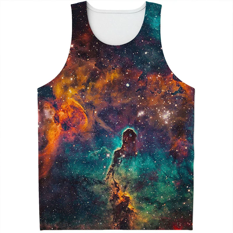 

Space Galaxy 3D Printed Colorful Tank Top Men Women Summer Casual Sleeveless Shirts Hip Hop Streetwear Oversized Tops Tee