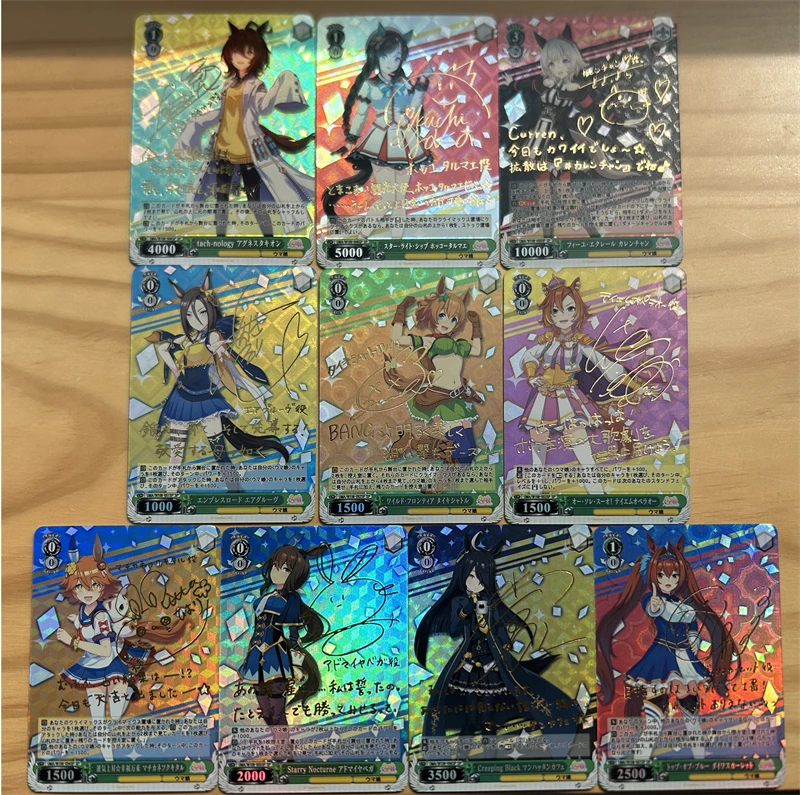 Umamusume Trading Flash Card, Prettyderby Assinatura Coleção, Refração Cor, Anime Presente Dos Desenhos Animados, 63x88mm, 9Pcs por Conjunto