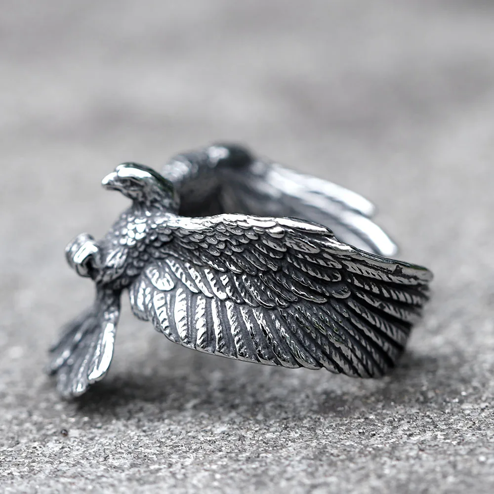 NEW Men\'s 316L stainless-steel rings Flying Eagle ring Punk Rock Personality Animal Jewelry Gift free shipping