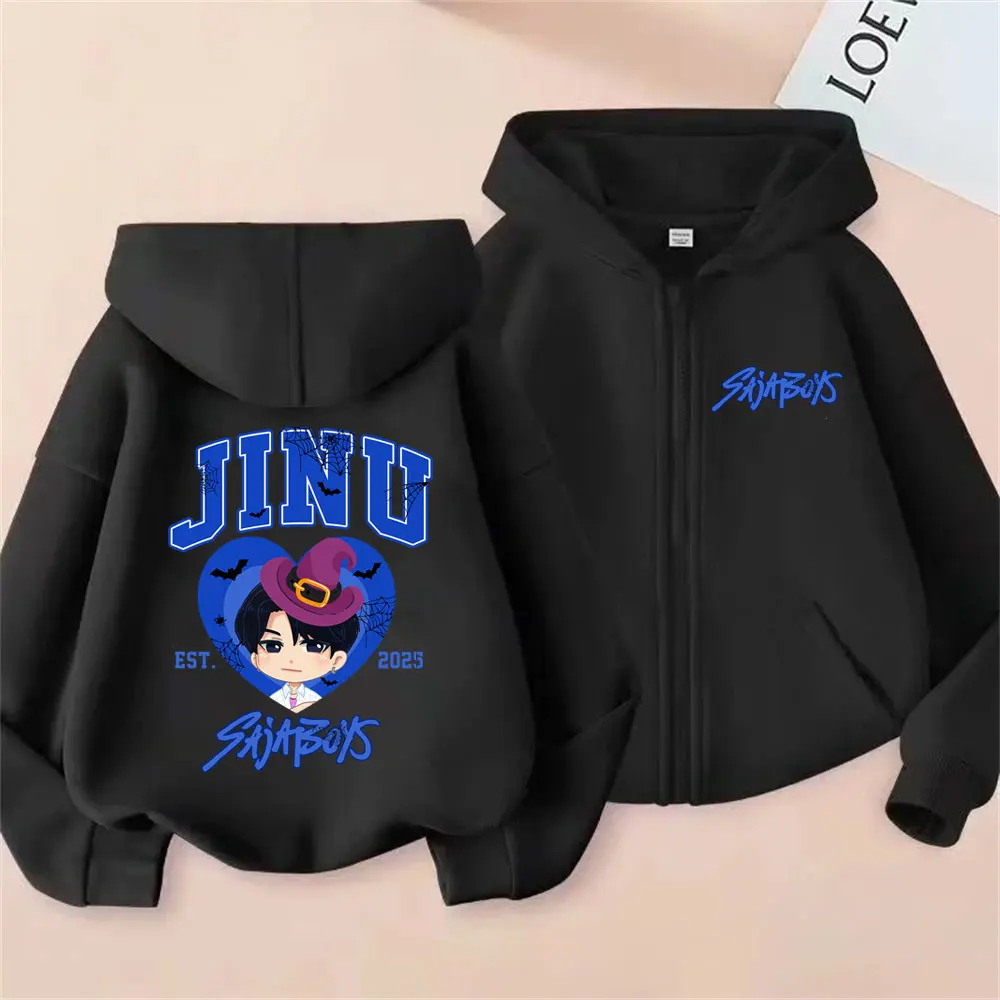 

Kpop Demon Hunters Saja Boys Zipper Hoodie Men Women Cartoon Fashion Trend Streetwear Male Casual Oversized Zip Up Jacket Coat