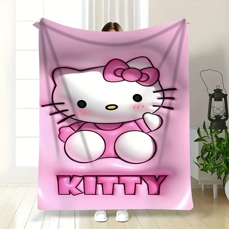 

1 шт. розовое одеяло Hello Kitty: милое и уютное, универсальное одеяло для гостиной, спальни, кемпинга, путешествий.