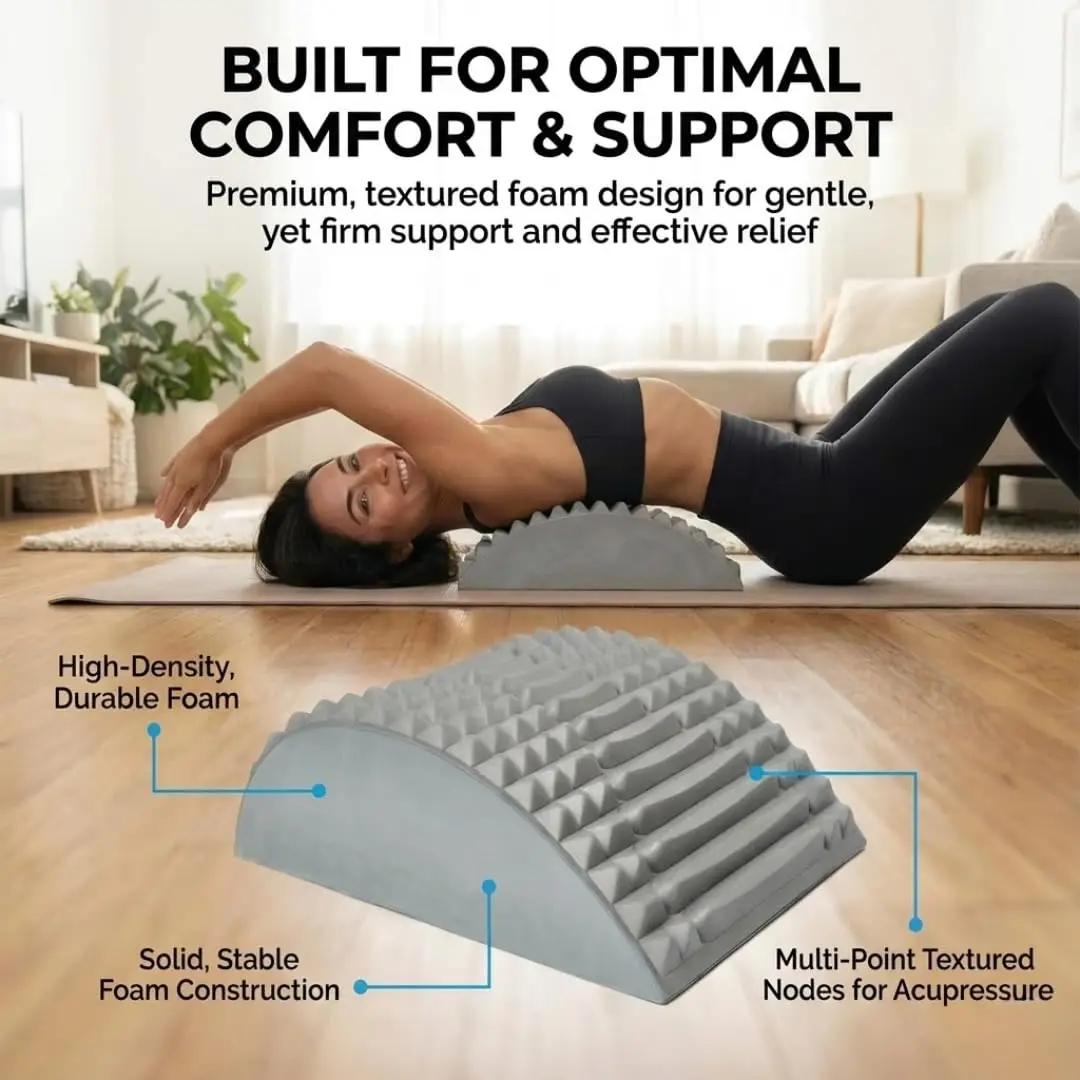 Back Stretcher Pillow Waist Massage Neck Lumbar Support Massager, Posture Corrector, Sciatica, Herniated Disc Pain Relief Relax
