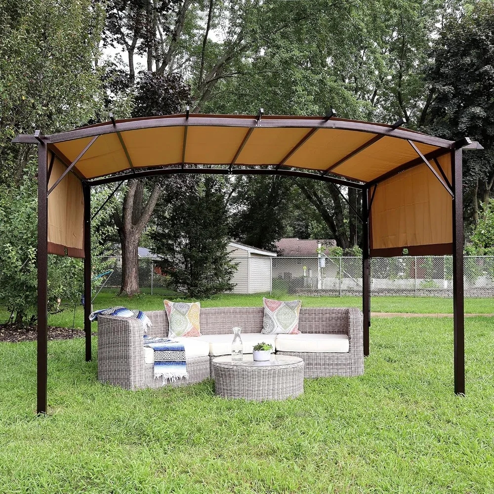 

9' x 12' Outdoor Pergola with Retractable Canopy, Outdoor Patio Pergola, with Retractable Sun Shade Cover