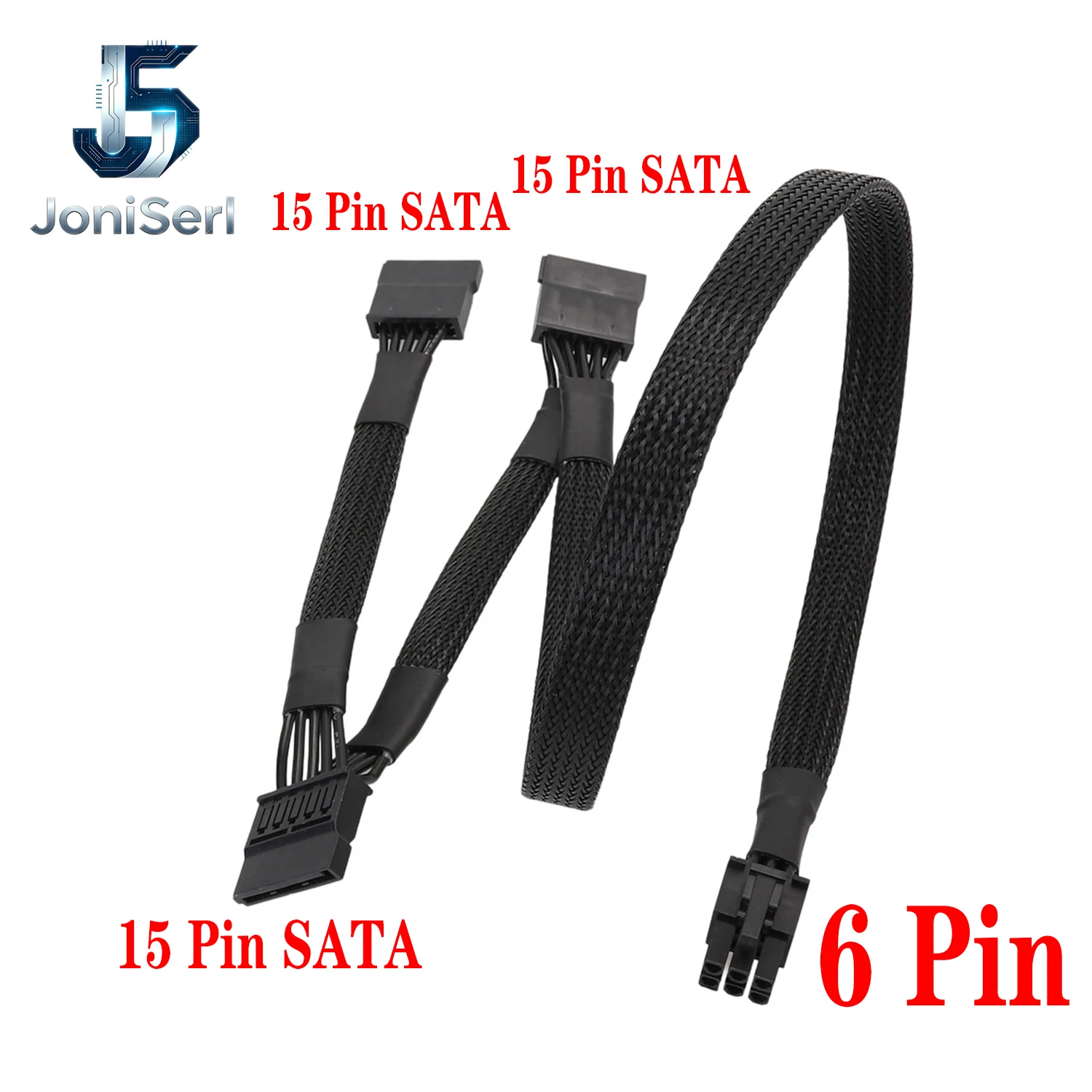 JonISerl SATA Power Cable for Corsair PSUs, 6 Pin to 3X 15 Pin SATA Hard Drive Power Adapter Splitter for BTC Mining Riser Card