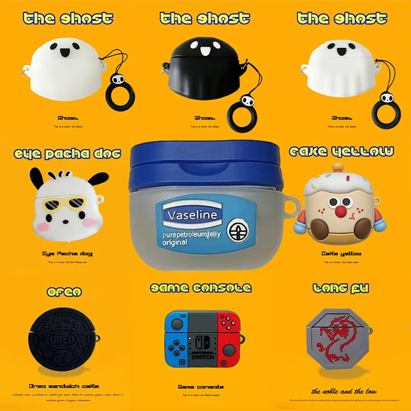 

For Shokz OpenDots One E310 Case Cute Cake Ghost Clear Soft Case OpenDots One E310 Shockproof Shell Case Protective Sleeve