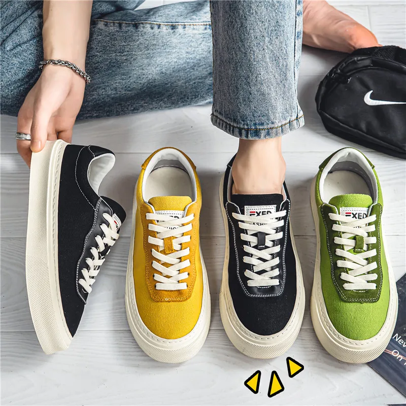 

Мужская вулканизированная обувь. Легкая парусиновая обувь на плоской подошве с круглым носком и шнуровкой. Удобная и повседневная прогулочная вулканизированная обувь.